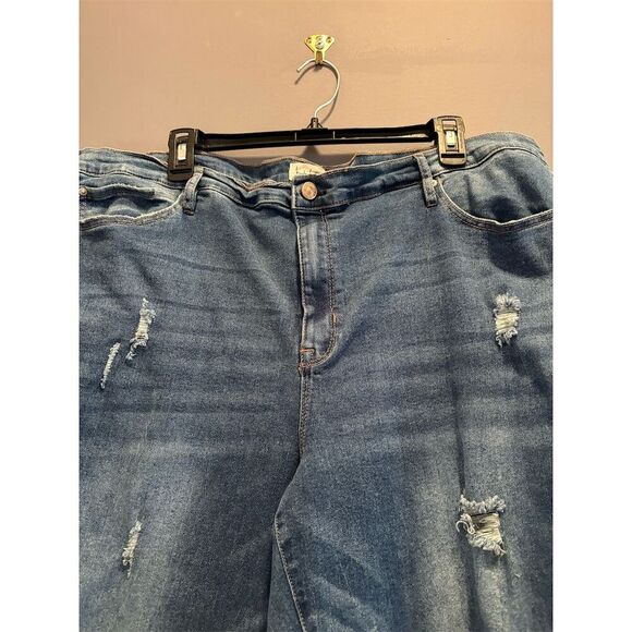 Nicole Miller NY Women's Distressed Ankle Jeans Size 22 Blue Slim Fit - Picture 2 of 16